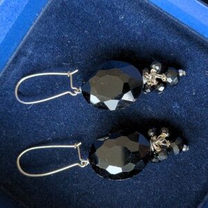 Vintage 925 sterling silver dangle earrings with natural black onyx stones